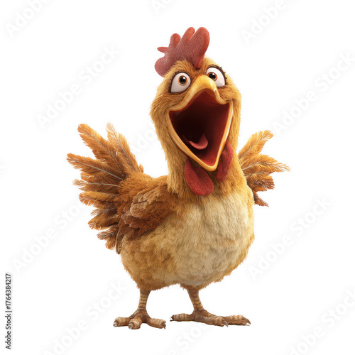 Animated Cartoon Chicken Expressing Surprise