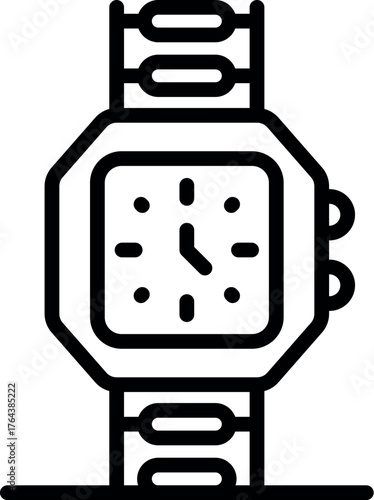 Classic wristwatch design with square dial, metal bracelet, and clearly visible time indication