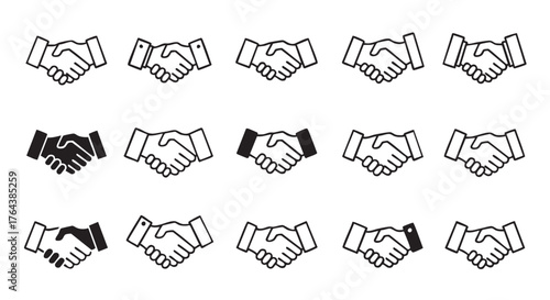 Seamless pattern with handshake icons for business success and partnership