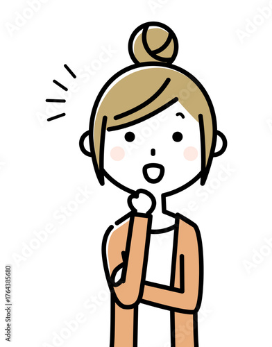 若い女性　ママ　気付く