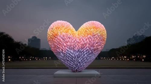 Heart Art Installation Gently Blooming in City Park