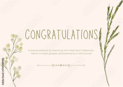 Beige and Olive Green Congratulations Card