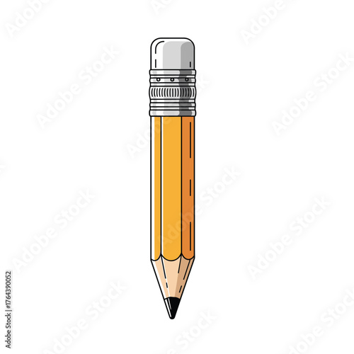 Illustration of a Short Yellow Pencil with Eraser.
