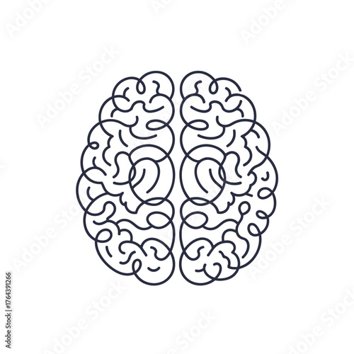 Minimalist Brain Outline - Symbol of Intelligence and Thought.