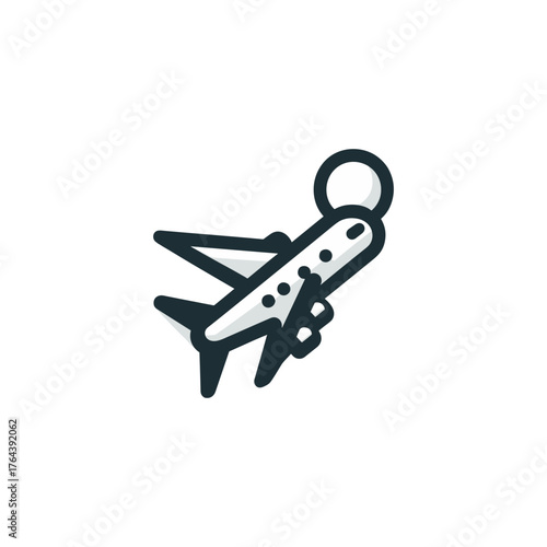 minimalist illustration of a keychain shaped like an airplane.