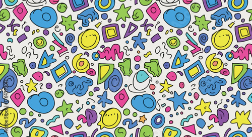 Cute seamless pattern with geometric shapes. Hand drawn vector illustration modern style