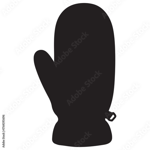 Solid Black Mitten Silhouette Graphic Icon for Winter Apparel