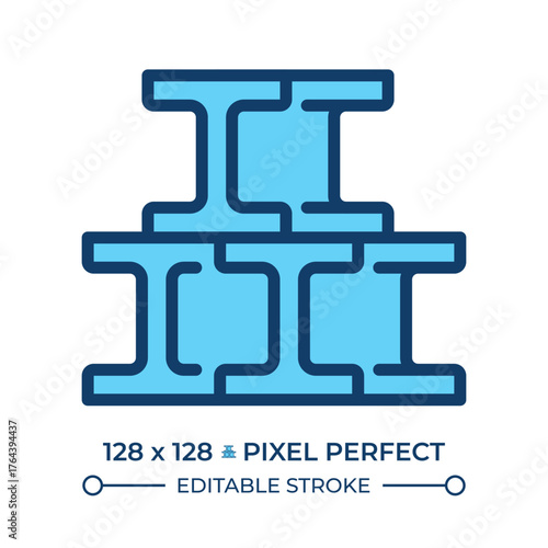 Steel line color icon. Production business. Industrial manufacture and construction. Metallurgy, metalwork. Isolated vector illustration. Flat colorful symbol design. Editable stroke