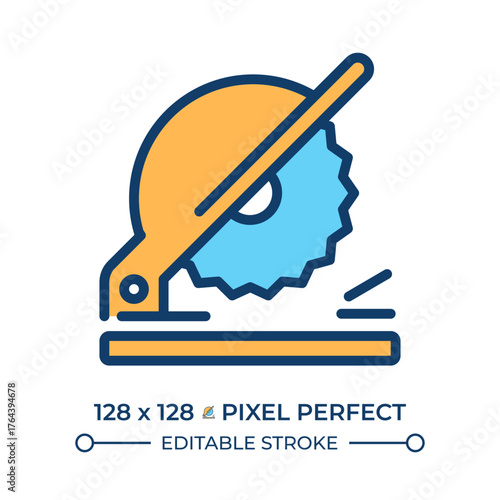 Bending line color icon. Metalworking technology and engineering. Machinery for industrial production and manufacturing. Isolated vector illustration. Flat colorful symbol design. Editable stroke