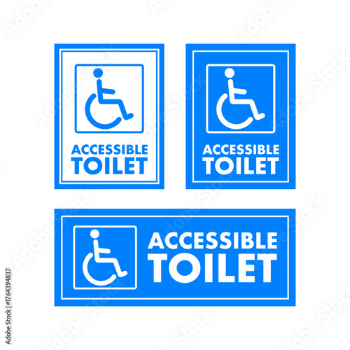 Accessible toilet sign with wheelchair icon design
