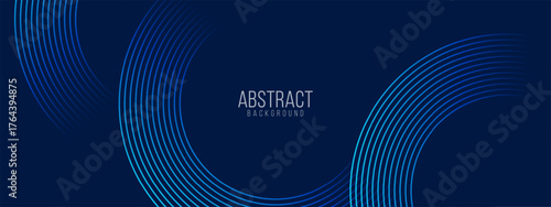 Abstract curved blue gradient lines forming modern dark navy background with minimal futuristic design