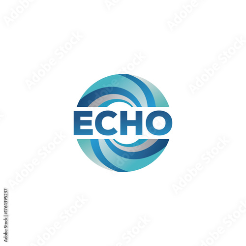 Echo typography text logo design graphic, echo word mark symbol concept
