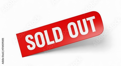 Red sold out sign isolated on white background indicating unavailability