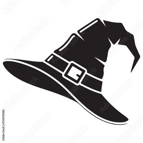 Black Witch Hat Silhouette Graphic with Buckle Element Halloween Illustration