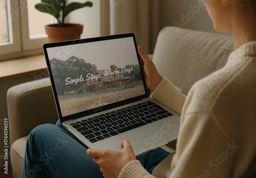 Cozy Browsing Serene Website Interface Laptop Mockup PSD