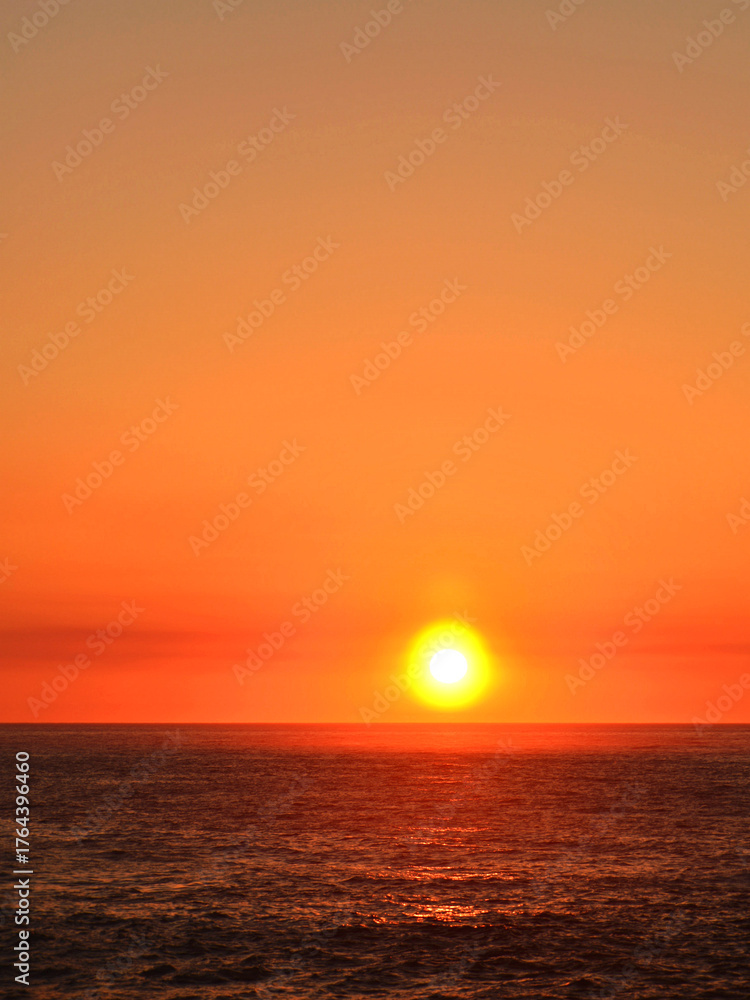 Fototapeta premium Sunset over the Atlantic Ocean in the Camino de Santiago, Galicia.