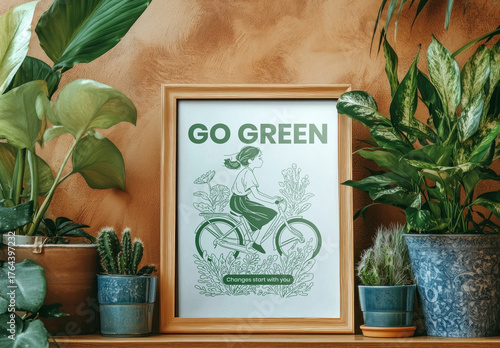 Eco Friendly Frame Mockup With Plants PSD