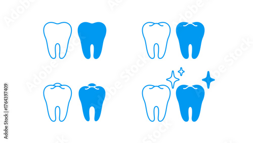 Tooth icons logo vector silhouette Icon sheets