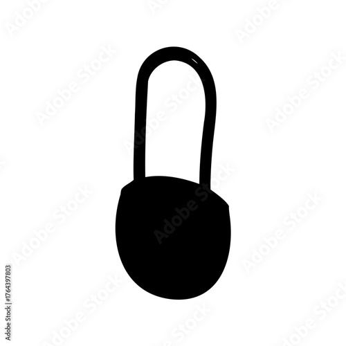 Silhouette of a simple black padlock with a shackle and body
