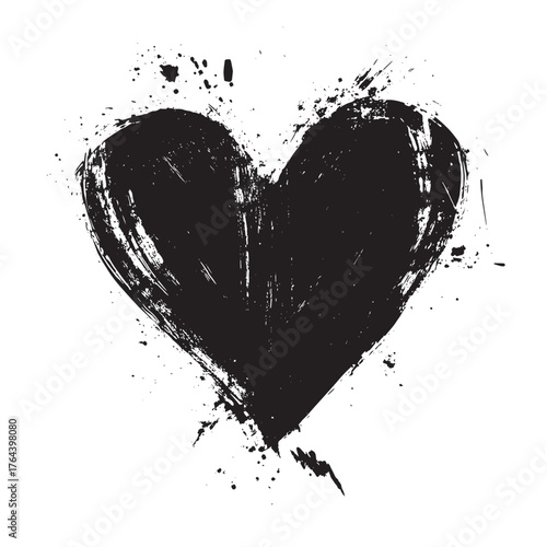 Hand painted heart on white background