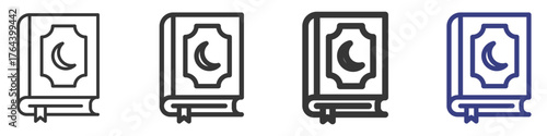 Quran Icon Vectors Set Illustration with Outline Style Variation