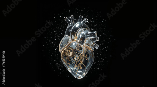 Corazón biomecánico de cristal luminoso