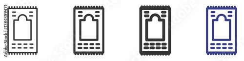 Prayer Rug Icon Vectors Set Illustration with Outline Style Variation