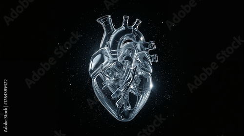 Corazón biomecánico de cristal luminoso