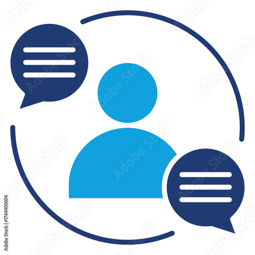 Employee Connection Flat Blue Icon