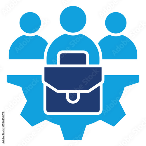 Employee Management Flat Blue Icon