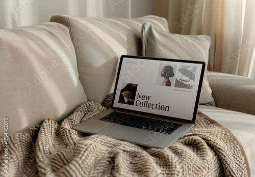 Laptop Displaying Mockup New Collection PSD