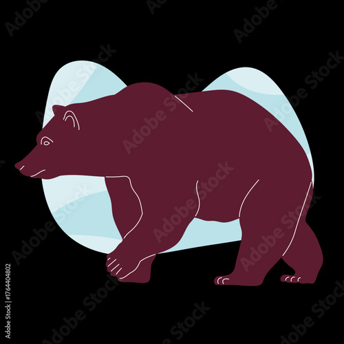 Wild Bear Silhouette on Black Background — Powerful Animal Wildlife Illustration