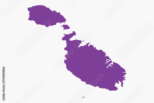 Vector graphic artwork suitable for print and web containing flat detailed map of MALTA