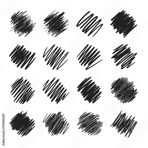 Collection of Hand-Drawn Scribble Textures for Design Elements.