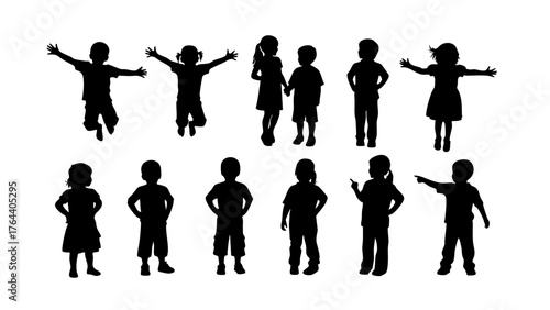 Children's silhouettes collection playful figures in vector format
