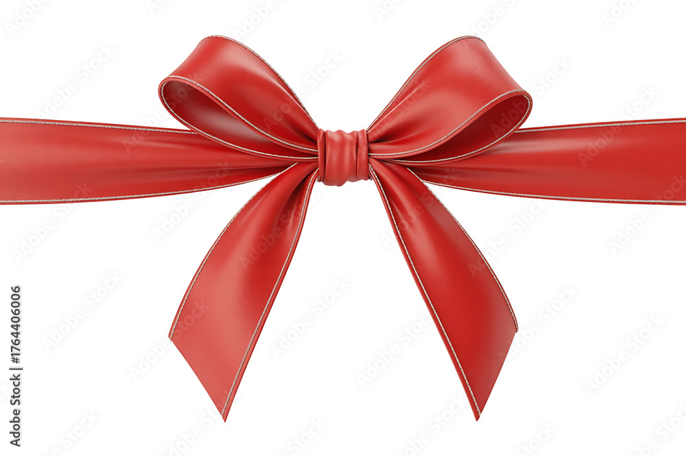 Fototapeta premium Elegant red ribbon forms a bow, symbolizing celebration, gifting, and festive occasions.