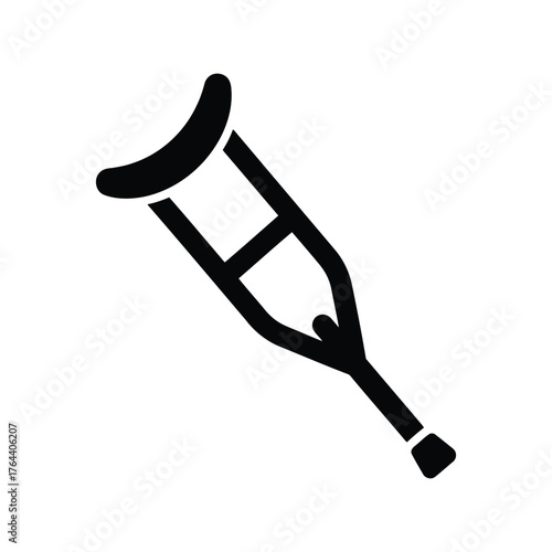 Minimalist crutch icon showing mobility aid for injury recovery and support vector