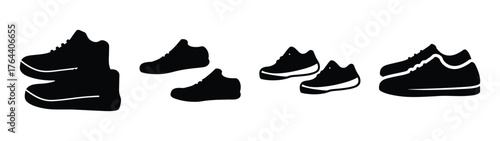 Collection of diverse black sneakers showcasing various styles and designs ideal for fashion and athletics