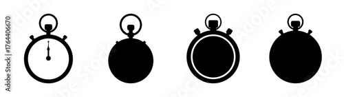 Set of four stopwatch icons representing time measurement and chronometry concepts
