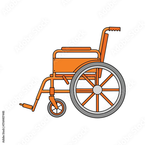 Orange wheelchair mobility aid for assistance and accessibility needs vector
