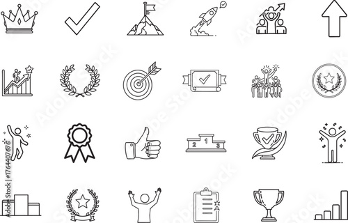 Success target accomplishment outline icon