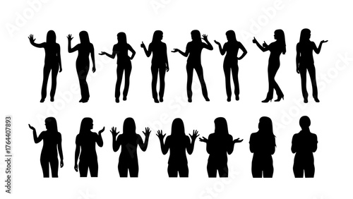 Silhouetted Women Posing in Various Positions A Diverse Collection of Figures