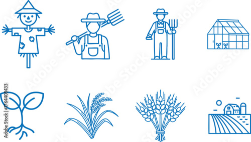 Creative agriculture field growing plant icon
