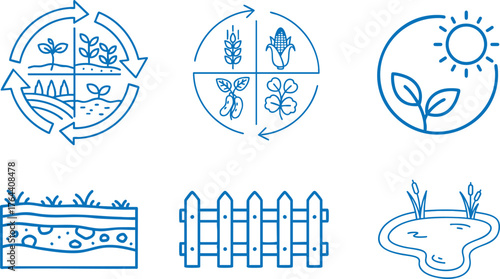 Creative agriculture field growing plant icon