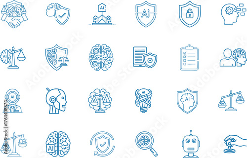 AI ethics technology responsibility outline icon