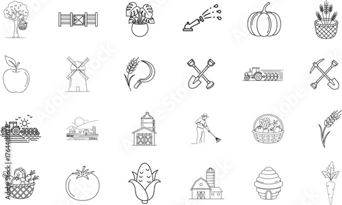 Agriculture outline symbol for organic farming