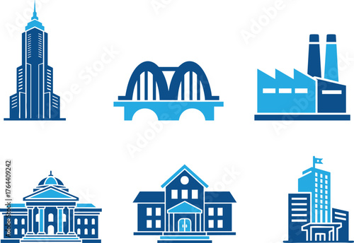 Modern business architecture strategy design icon