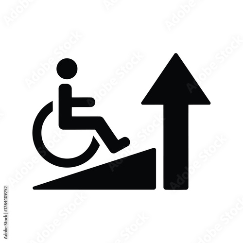 Accessible ramp and upward arrow symbol for disability access and mobility solutions vector