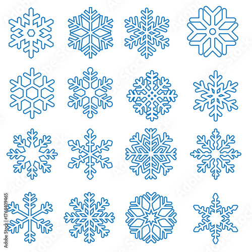 Snowflake icon vector set. Winter illustration sign collection. Cold illustration symbol. Christmas web icons.