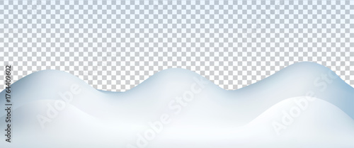 3d white snow hill vector on transparent background. Winter scene landscape . White blue ice mound.